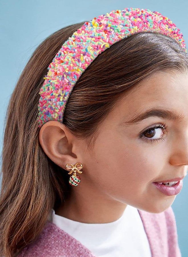TEBIEKOY 2PCS Easter Headbands Sprinkle Headbands 1.57'' Wide Padded Head Bands for Women's Hair Pink Thick Donut Hairbands Purple Headband Cute Hair Accessories for Women Girls - Image 5